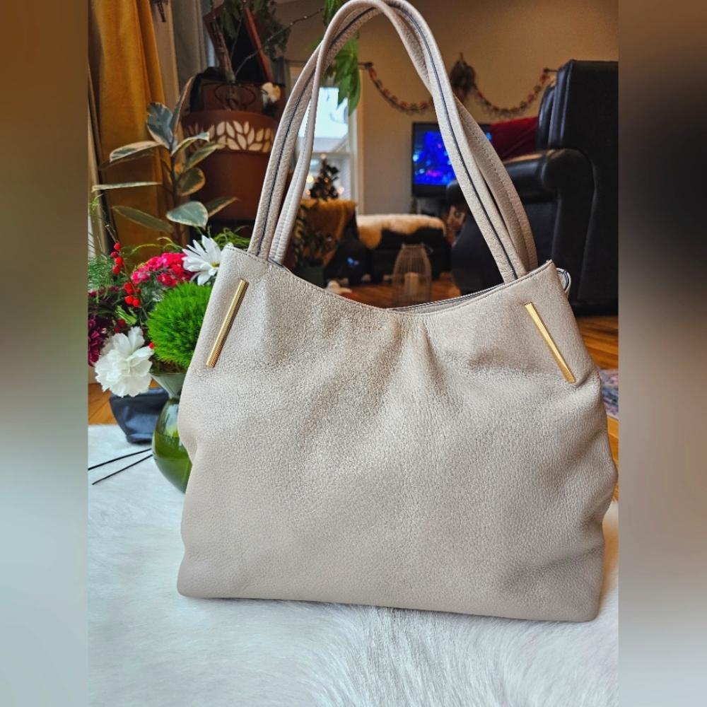 Vince Camuto Pebbled Leather Almond Beige Bag